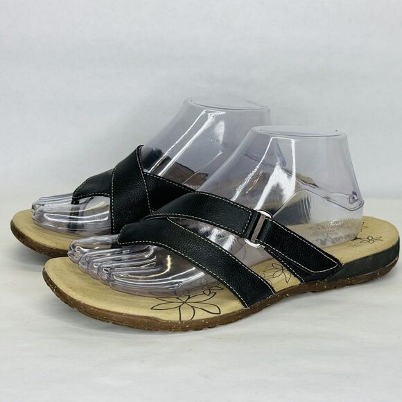 Tara M Emily Womens Sandals Shoes Size 10 Black Leather Adjustable Strap Slip On - Picture 1 of 11